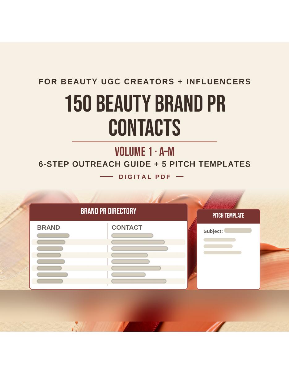 Beauty Brand PR Contacts List Pack Vol. 1 (A–M) cover
